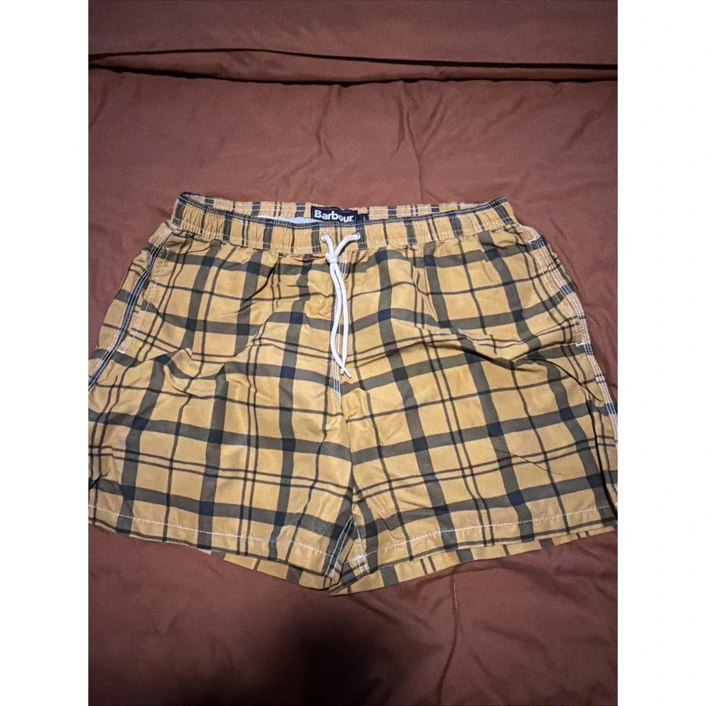 Barbour Men's Swim Shorts Size L Staple Tartan Yellow Plaid